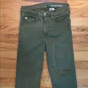 Green high waisted skinny jeans h&m